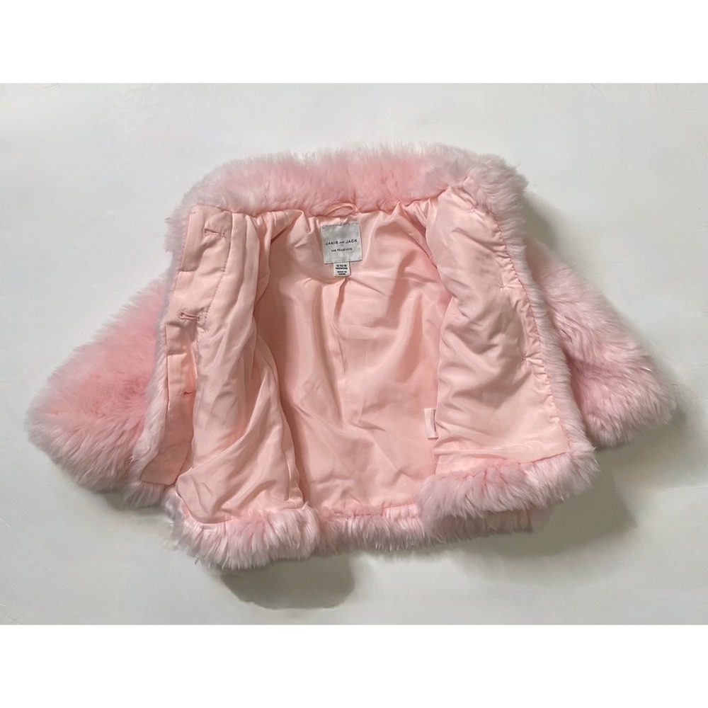 Girls JANIE AND JACK Pink Faux Fur Coat The Flute Line‎ 2020 12-18 Months - Picture 9 of 13